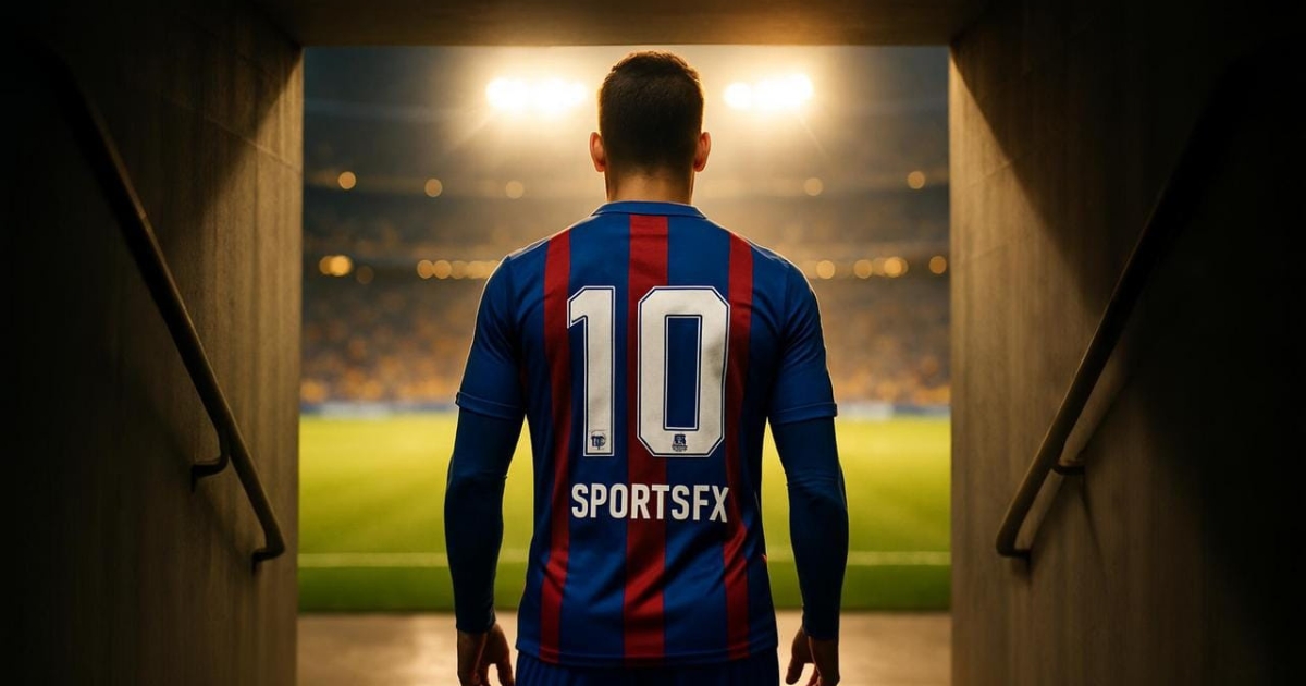 Player walking out of the tunnel with SportsFX on the kit